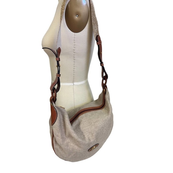 Vintage Redwall Linen Shoulder Bag Leather TRIM NWOT - Picture 4 of 10